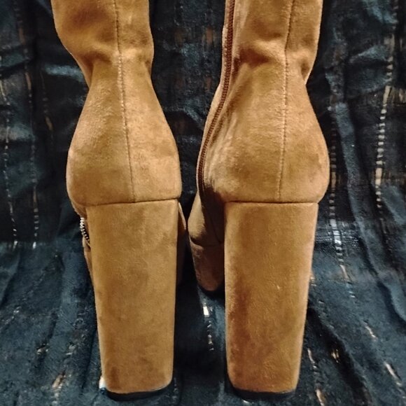Nine West Tan Suede Platform Bootie Size 7 - Picture 2 of 7